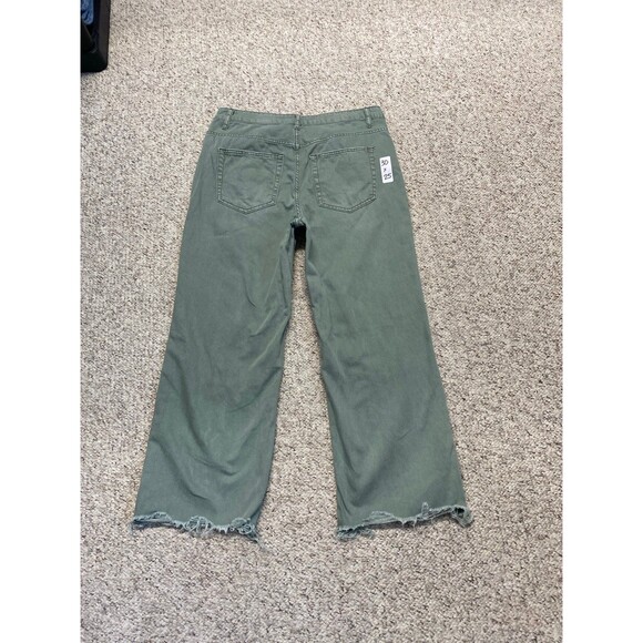 Vervet Super High Rise 90s Vintage Crop Flare Distressed Raw Hem Green 30 - Picture 6 of 7